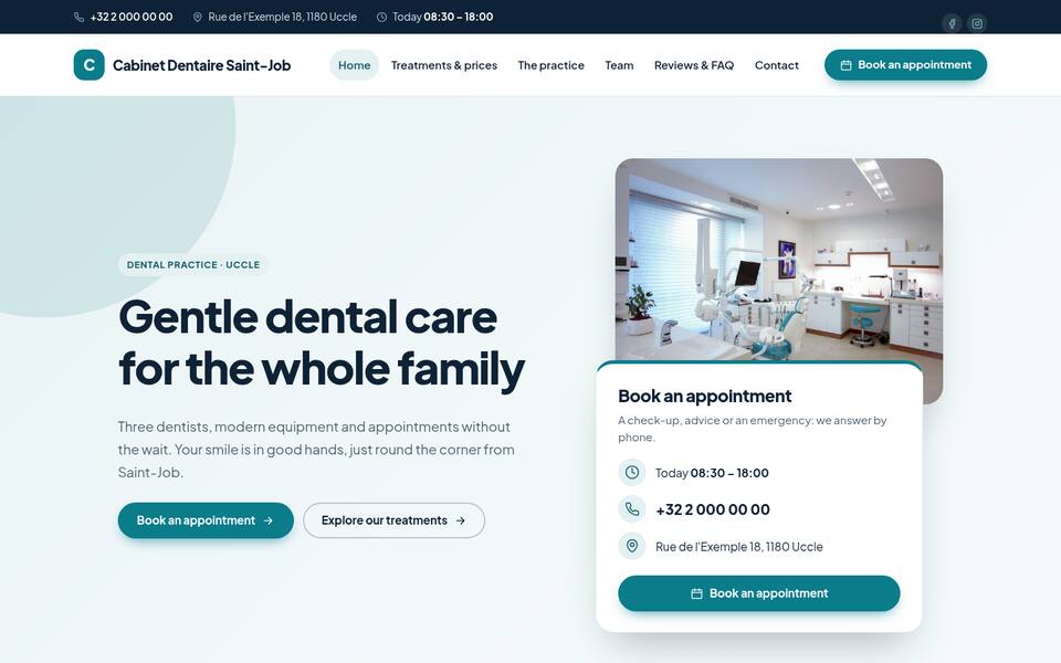 Home page top: text and photo side by side