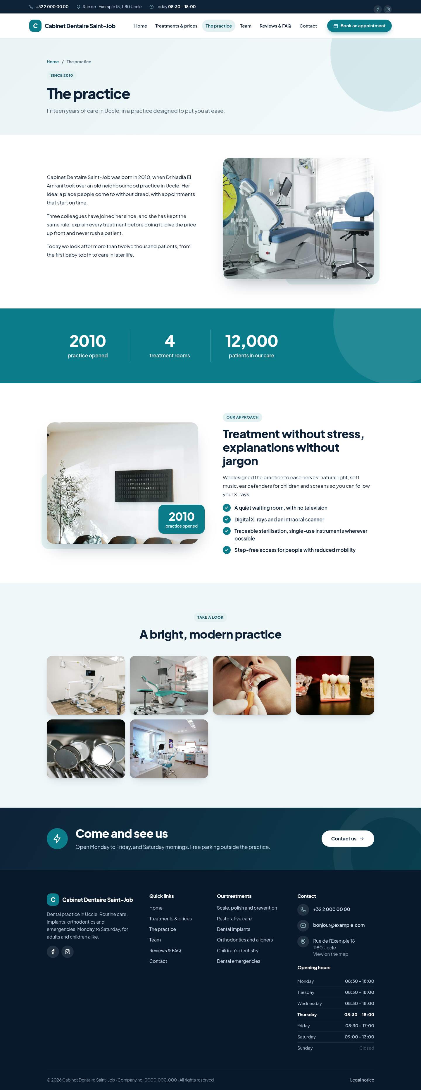 The “The practice” page of the Anchor design on a computer