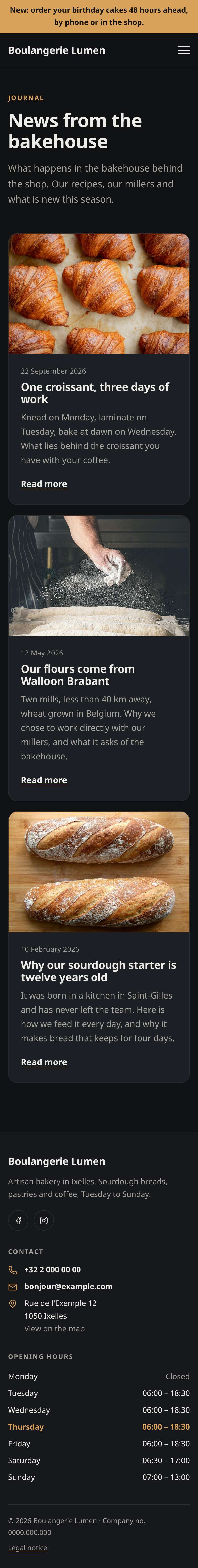 The “Journal” page of the Simple design on a phone, part 1 of 2