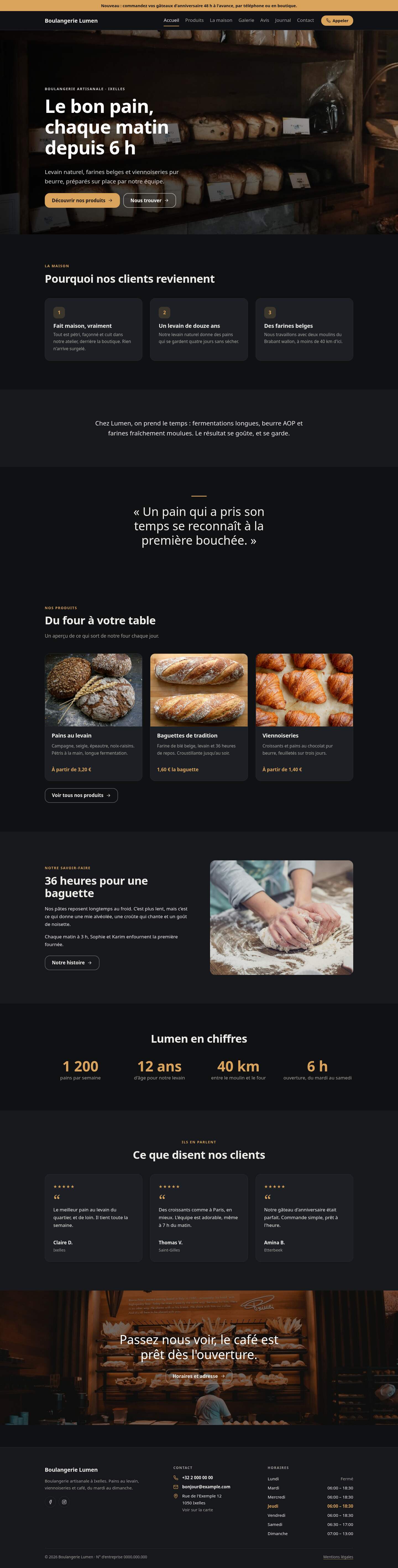 La page « Accueil » du modèle Simple sur un ordinateur