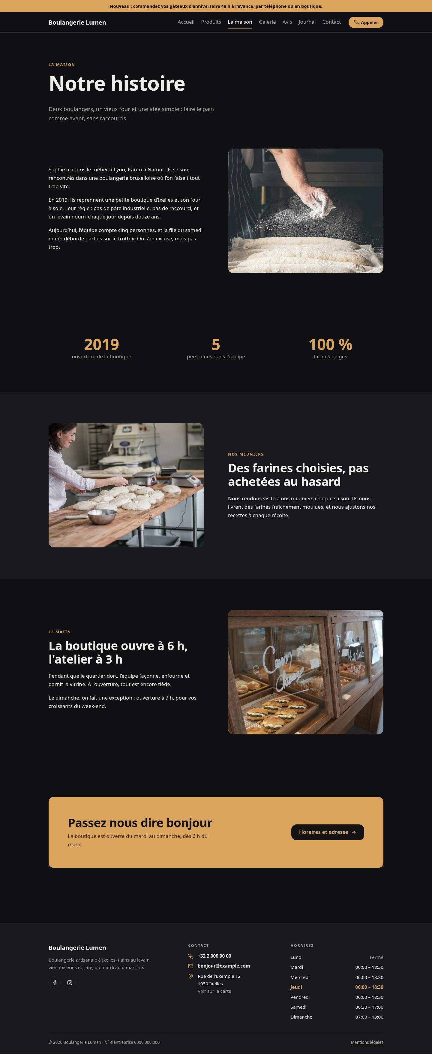 La page « La maison » du modèle Simple sur un ordinateur