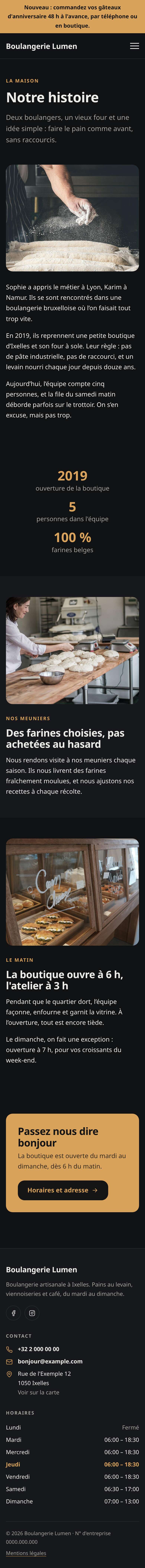 La page « La maison » du modèle Simple sur un téléphone, partie 1 sur 2