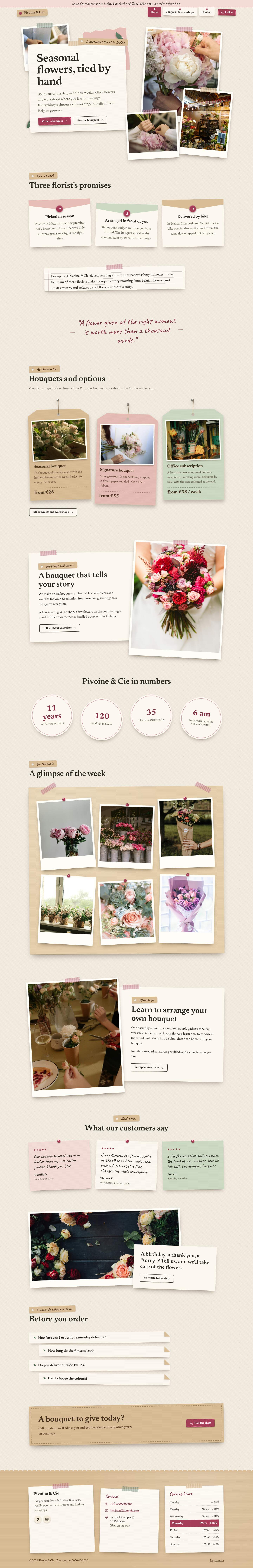 The “Home” page of the Bloom design on a computer