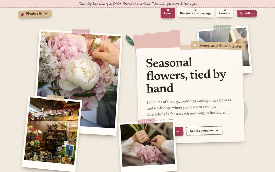 Home page top: text and photo side by side