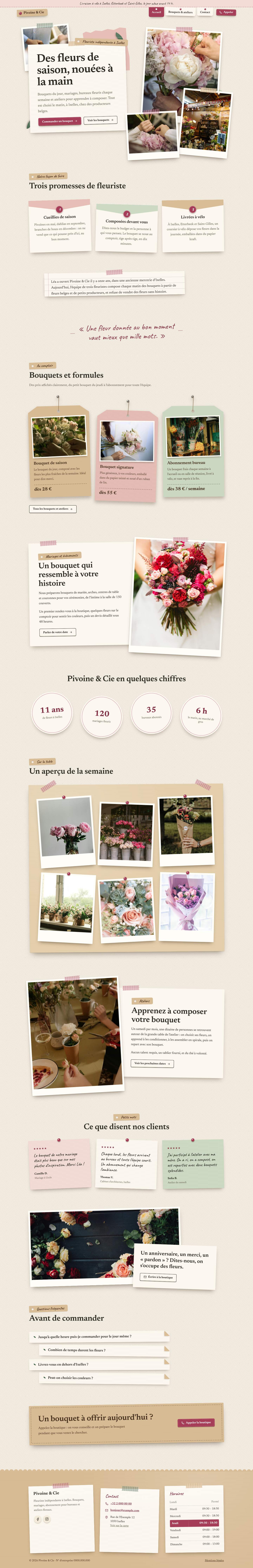 La page « Accueil » du modèle Bloom sur un ordinateur