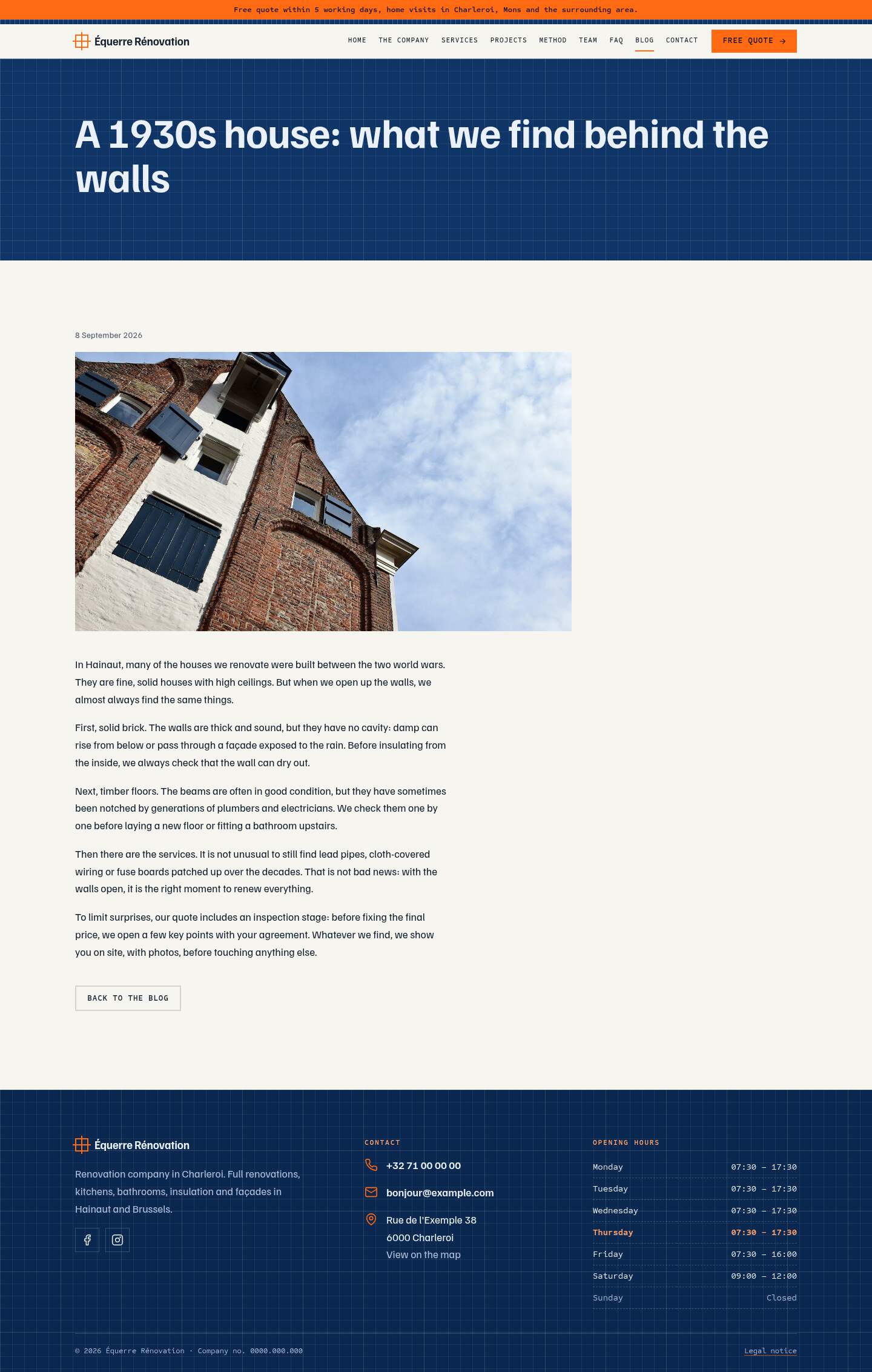 The “A 1930s house: what we find behind the walls” page of the Blueprint design on a computer