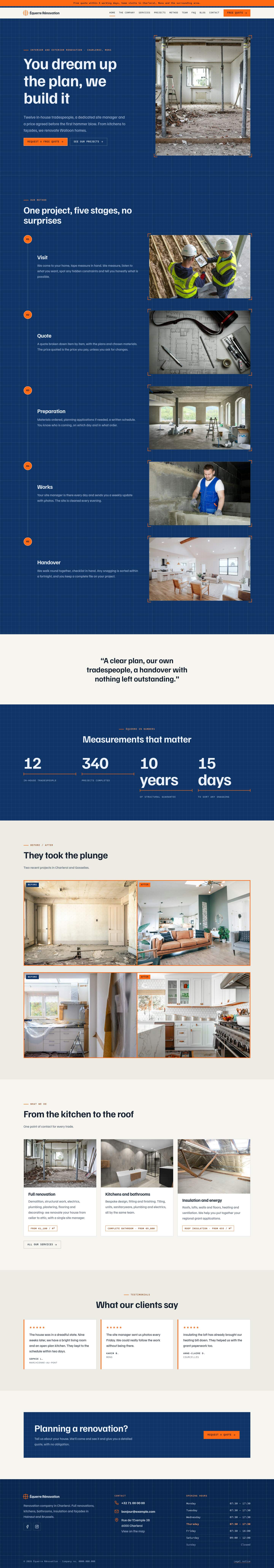 The “Home” page of the Blueprint design on a computer