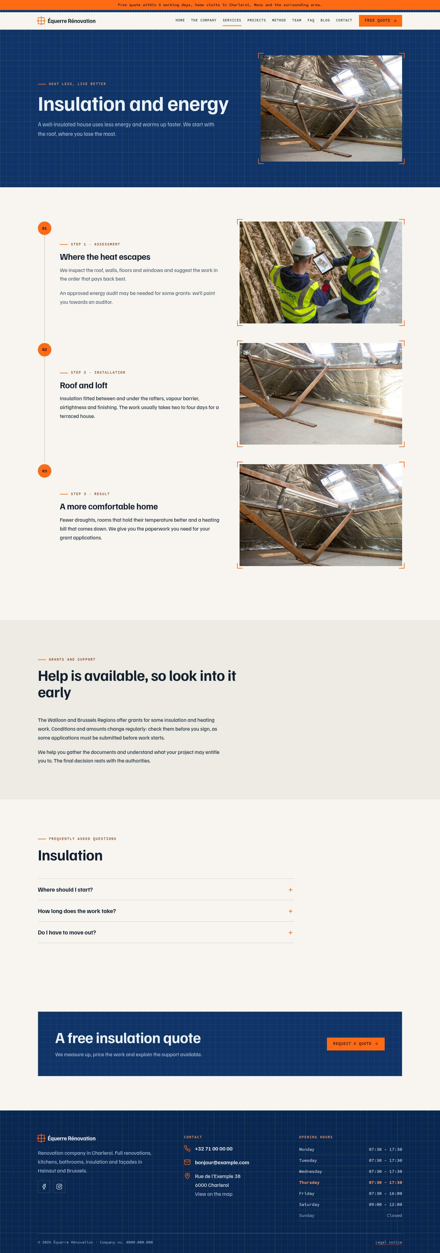 The “Insulation” page of the Blueprint design on a computer
