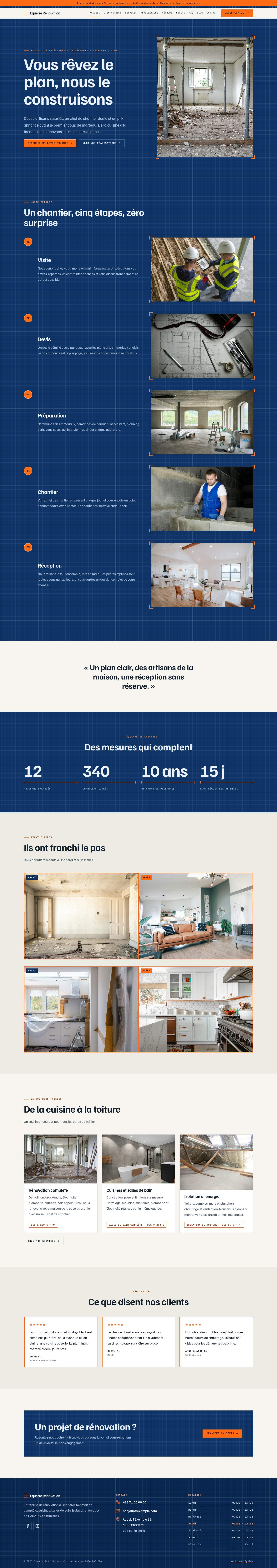 La page « Accueil » du modèle Blueprint sur un ordinateur