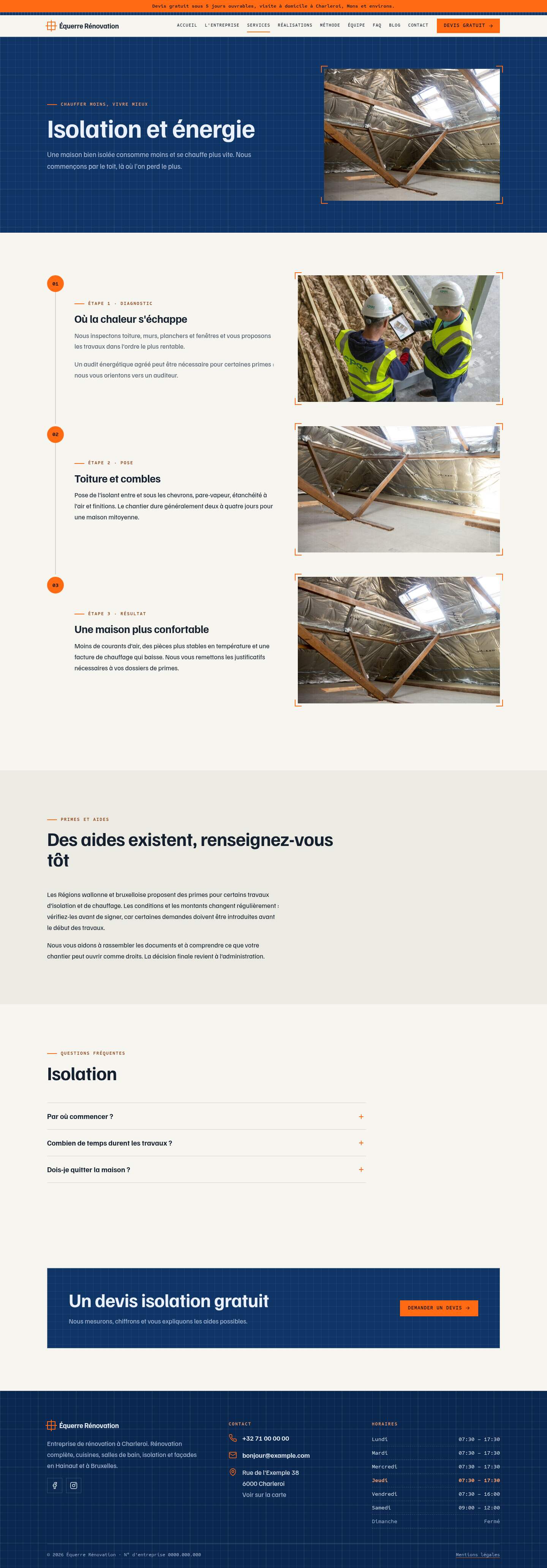 La page « Isolation » du modèle Blueprint sur un ordinateur