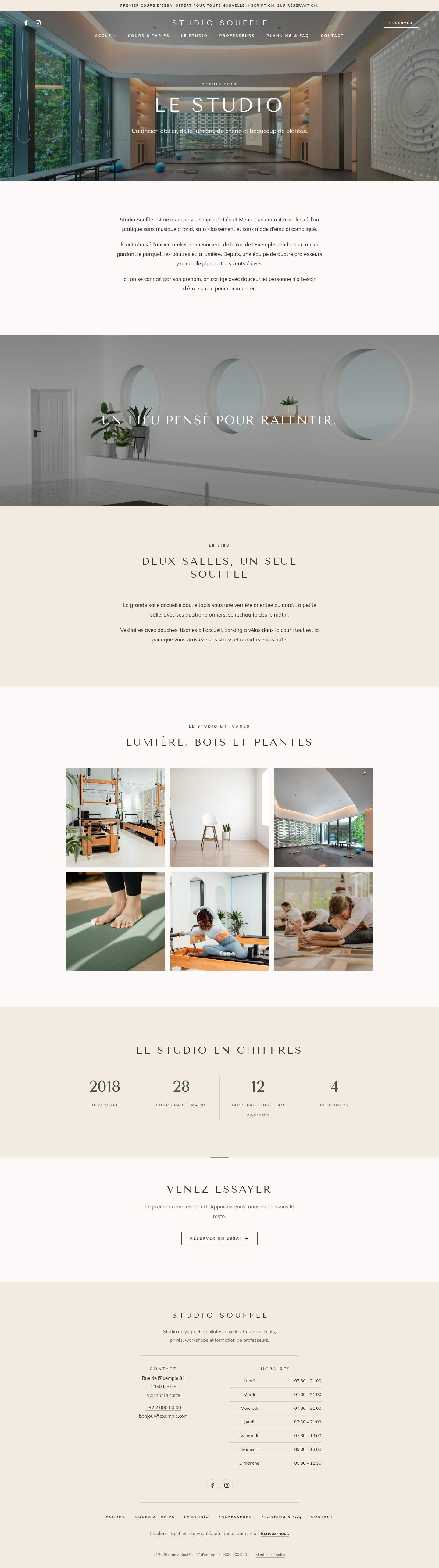 La page « Le studio » du modèle Cascade sur un ordinateur