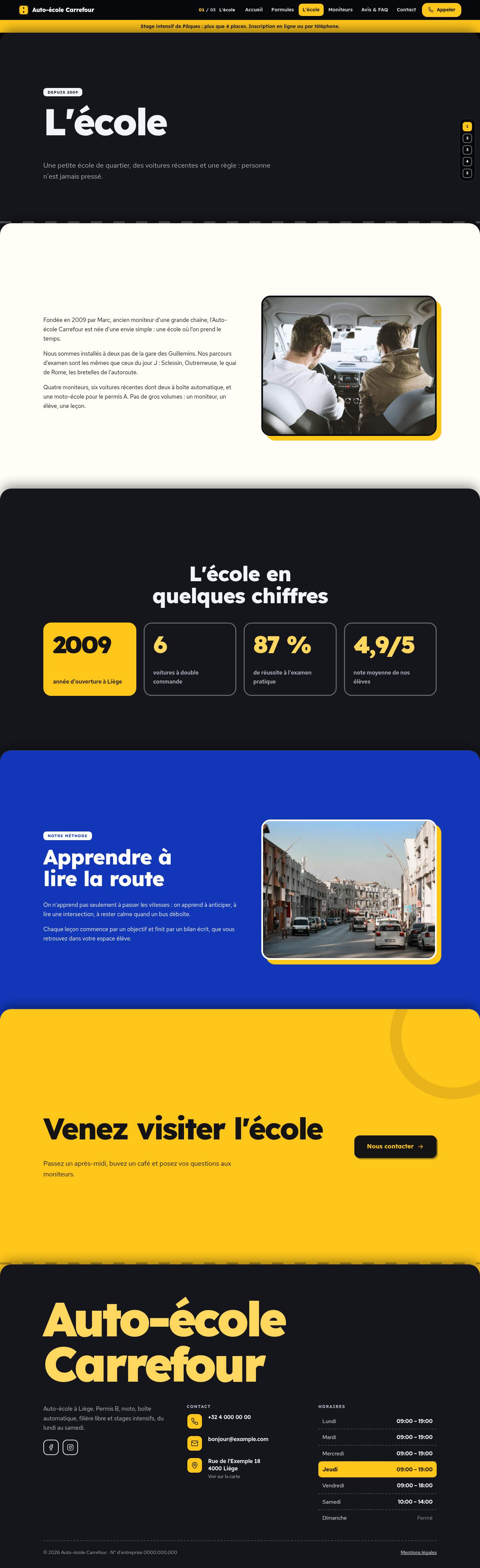 La page « L'école » du modèle Deck sur un ordinateur