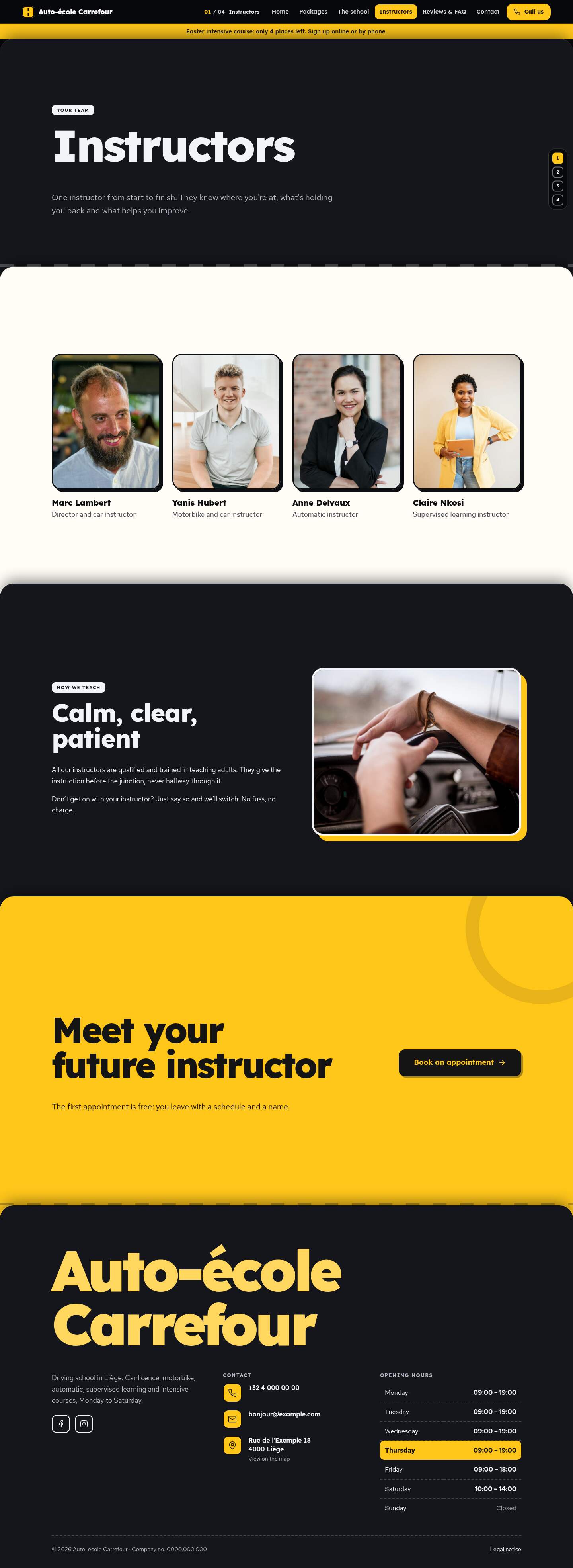 The “Instructors” page of the Deck design on a computer