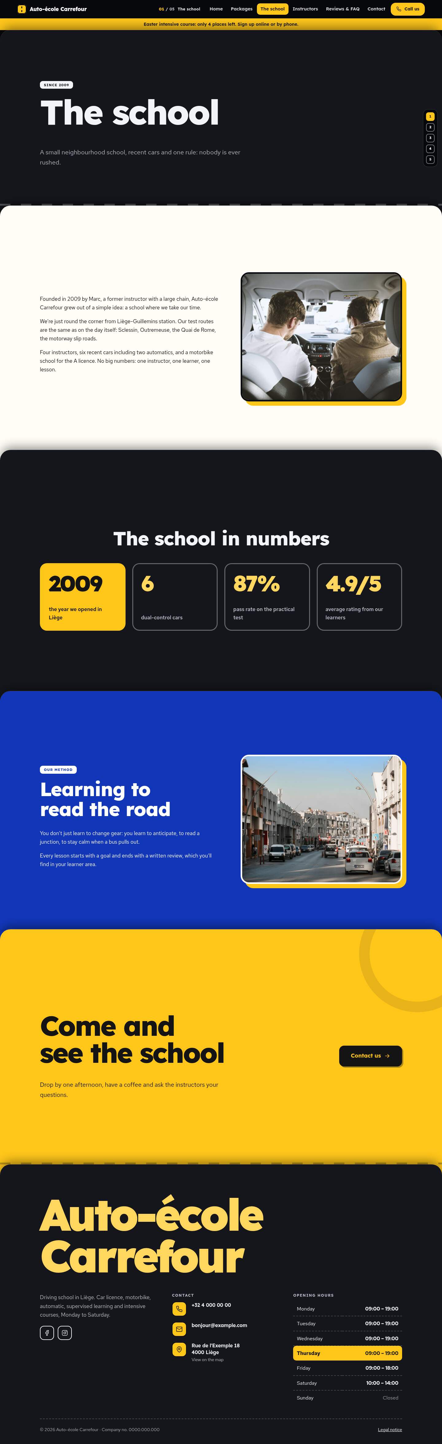 The “The school” page of the Deck design on a computer