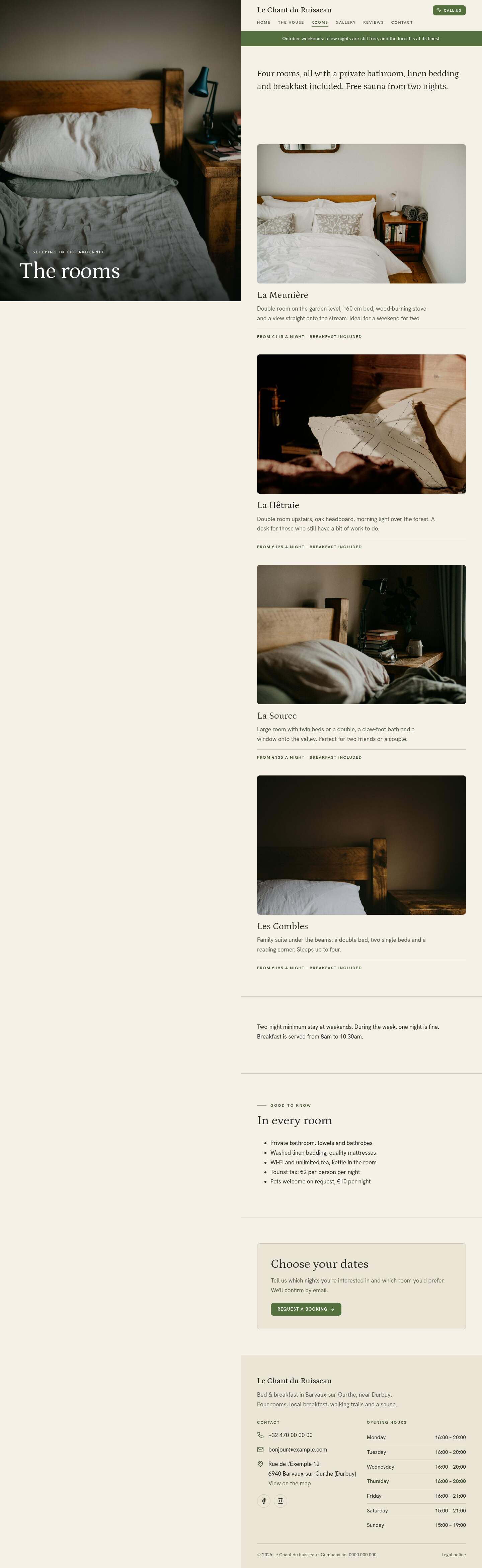 The “Rooms” page of the Diptych design on a computer