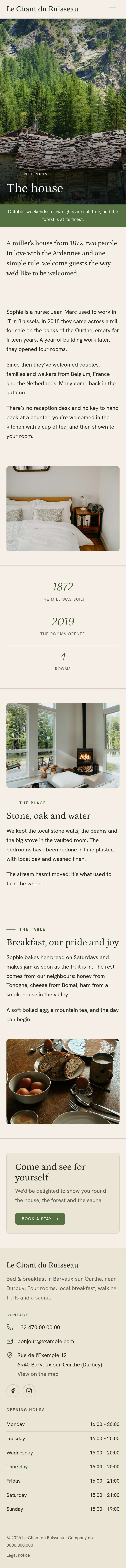 The “The house” page of the Diptych design on a phone, part 1 of 2