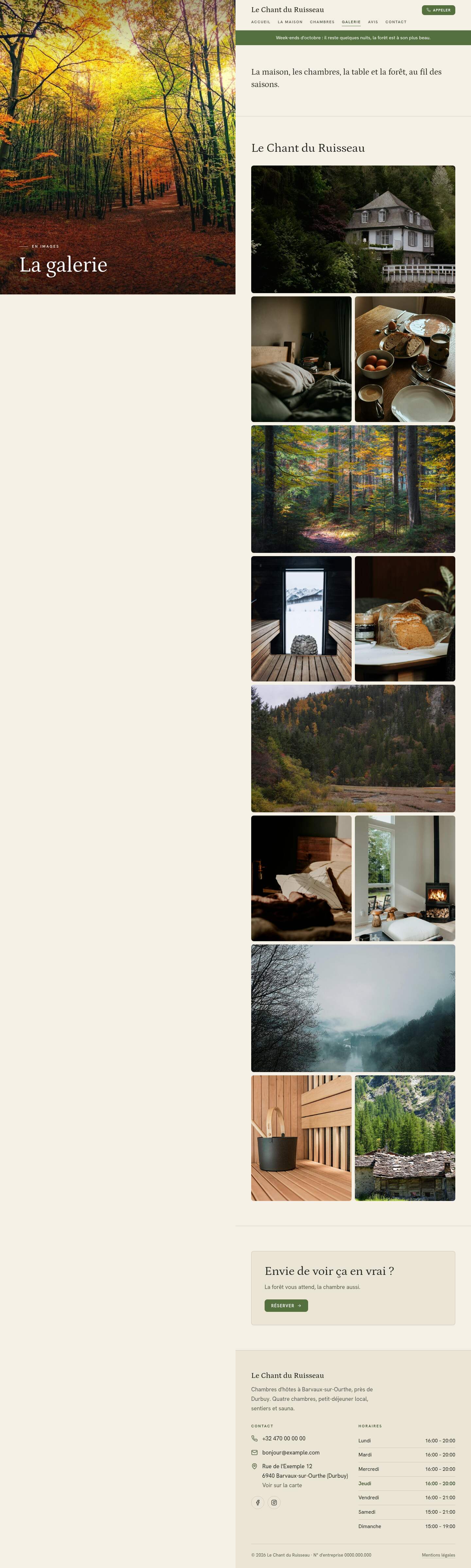 La page « Galerie » du modèle Diptych sur un ordinateur
