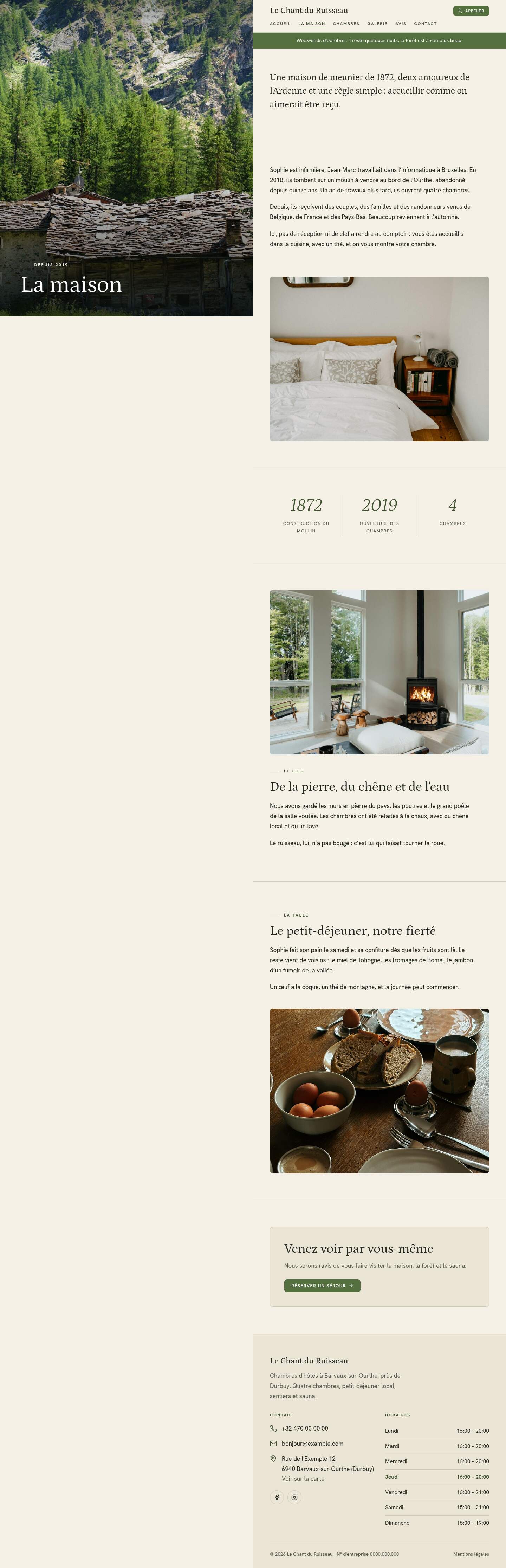 La page « La maison » du modèle Diptych sur un ordinateur