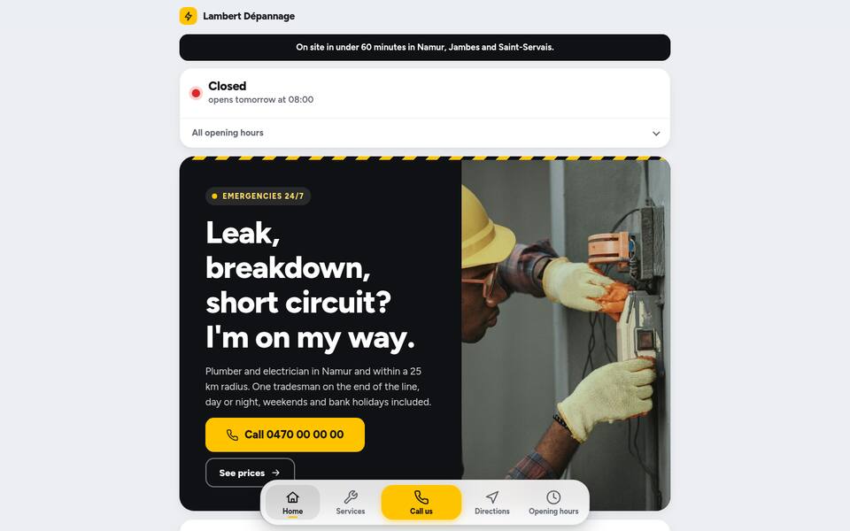 Home page top: text and photo side by side