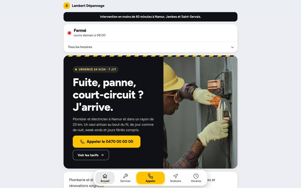 Haut de page : texte et photo côte à côte