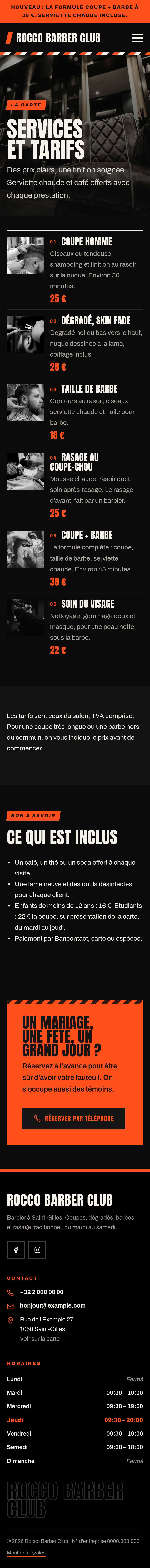 La page « Tarifs » du modèle Edge sur un téléphone, partie 1 sur 2
