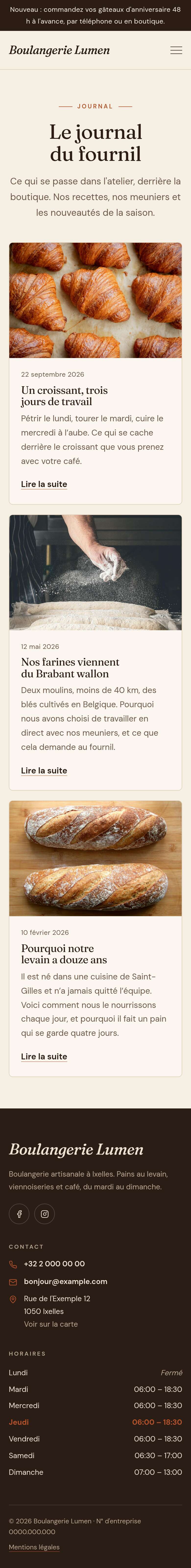 La page « Journal » du modèle Hearth sur un téléphone, partie 1 sur 2