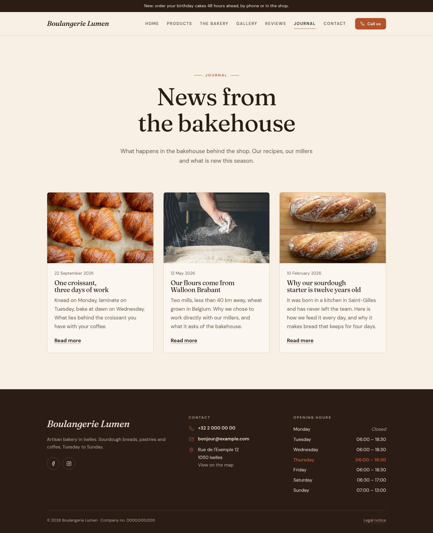 The “Journal” page of the Hearth design on a computer