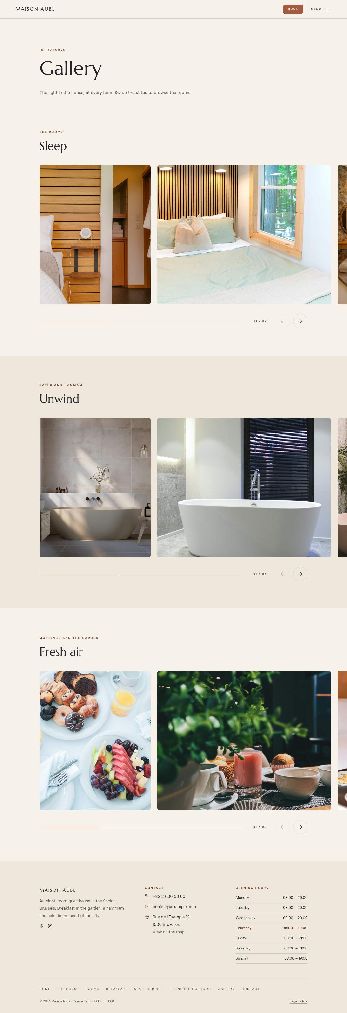 The “Gallery” page of the Horizon design on a computer