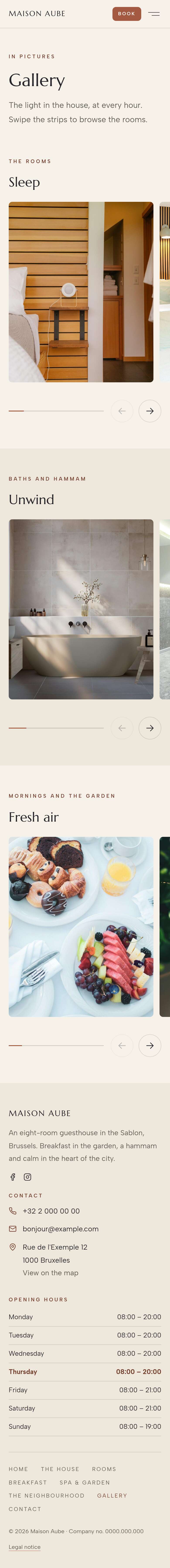 The “Gallery” page of the Horizon design on a phone, part 1 of 2