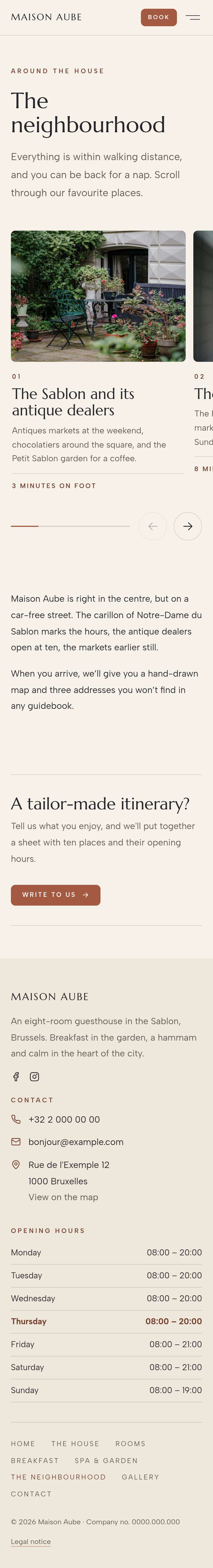 The “The neighbourhood” page of the Horizon design on a phone, part 1 of 2