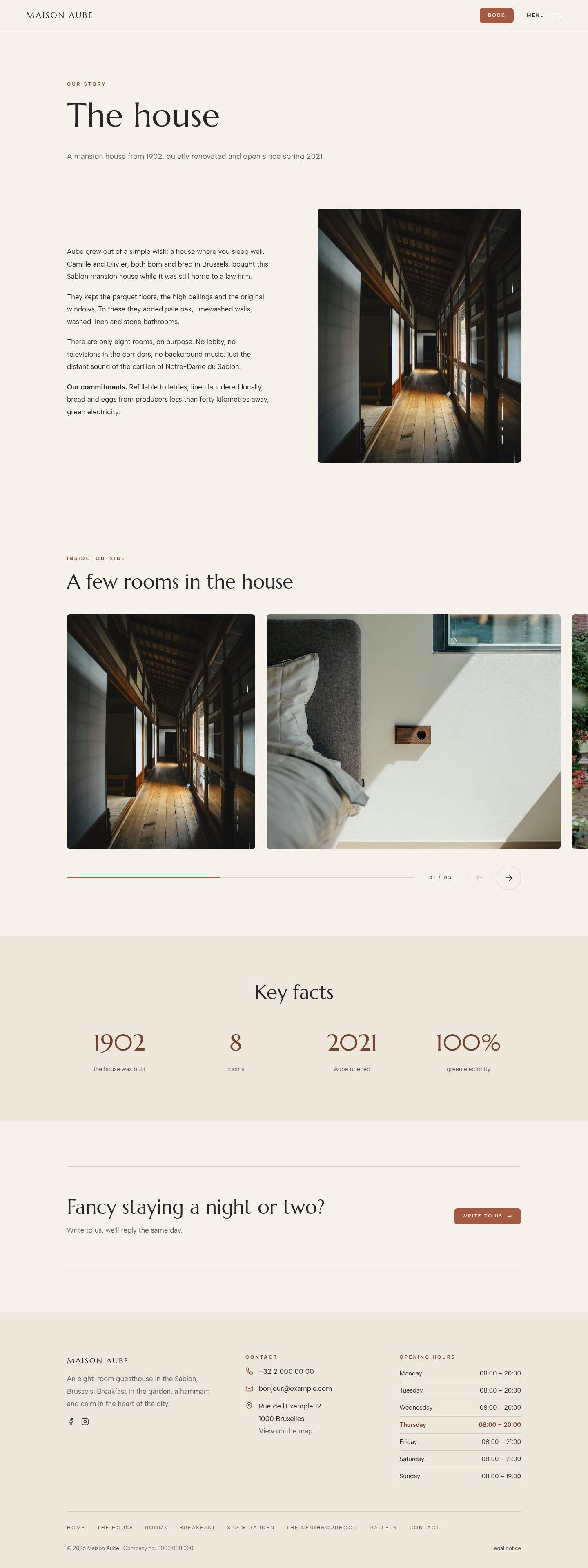 The “The house” page of the Horizon design on a computer