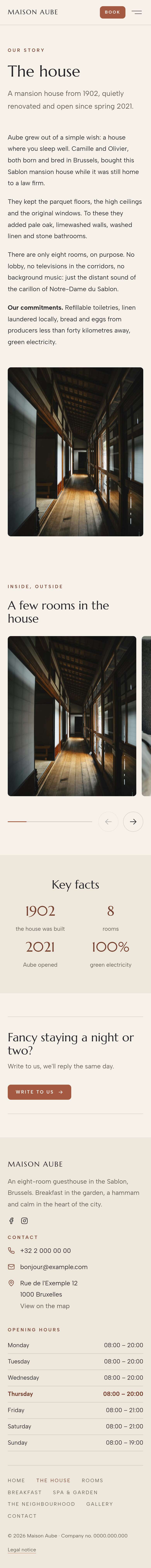 The “The house” page of the Horizon design on a phone, part 1 of 2