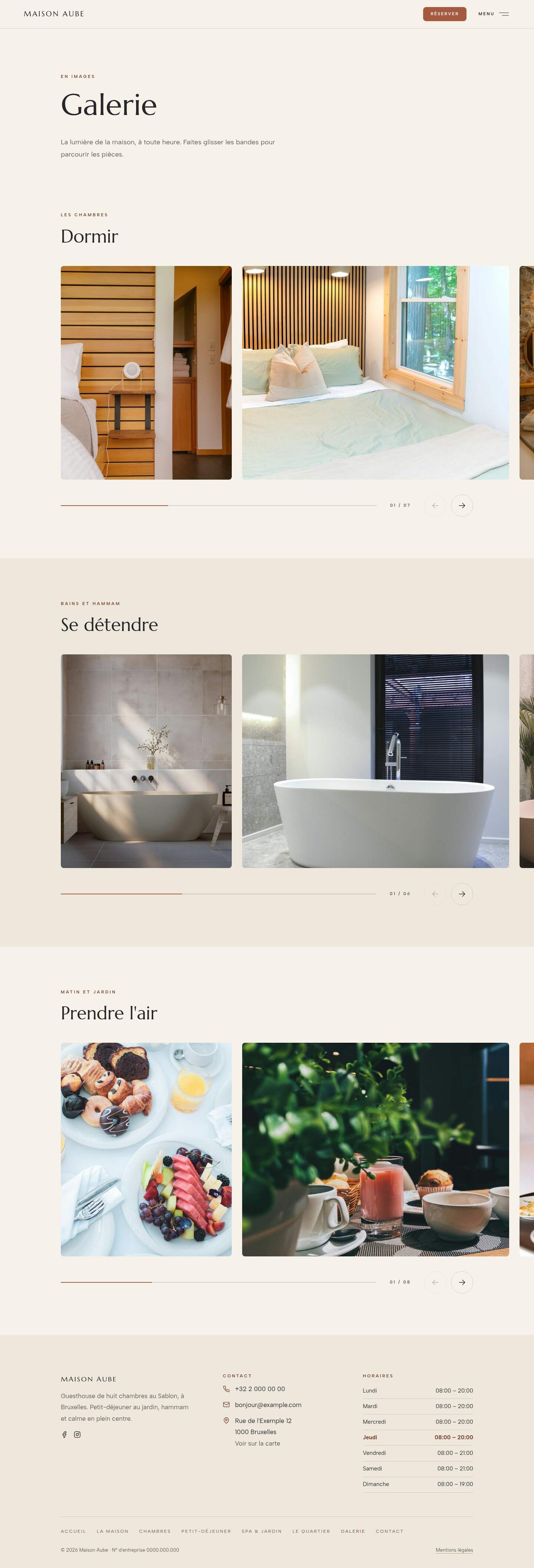 La page « Galerie » du modèle Horizon sur un ordinateur