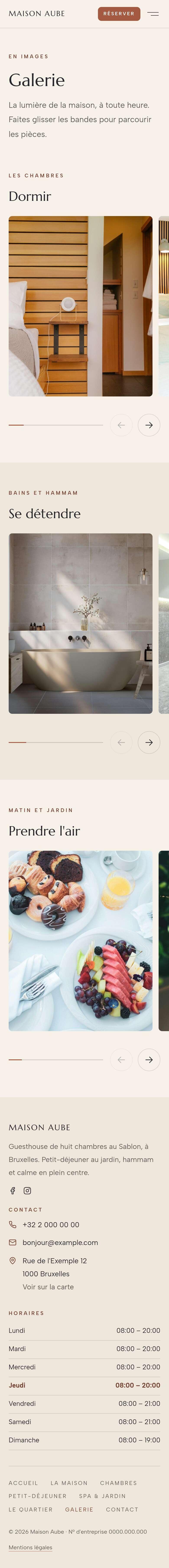 La page « Galerie » du modèle Horizon sur un téléphone, partie 1 sur 2