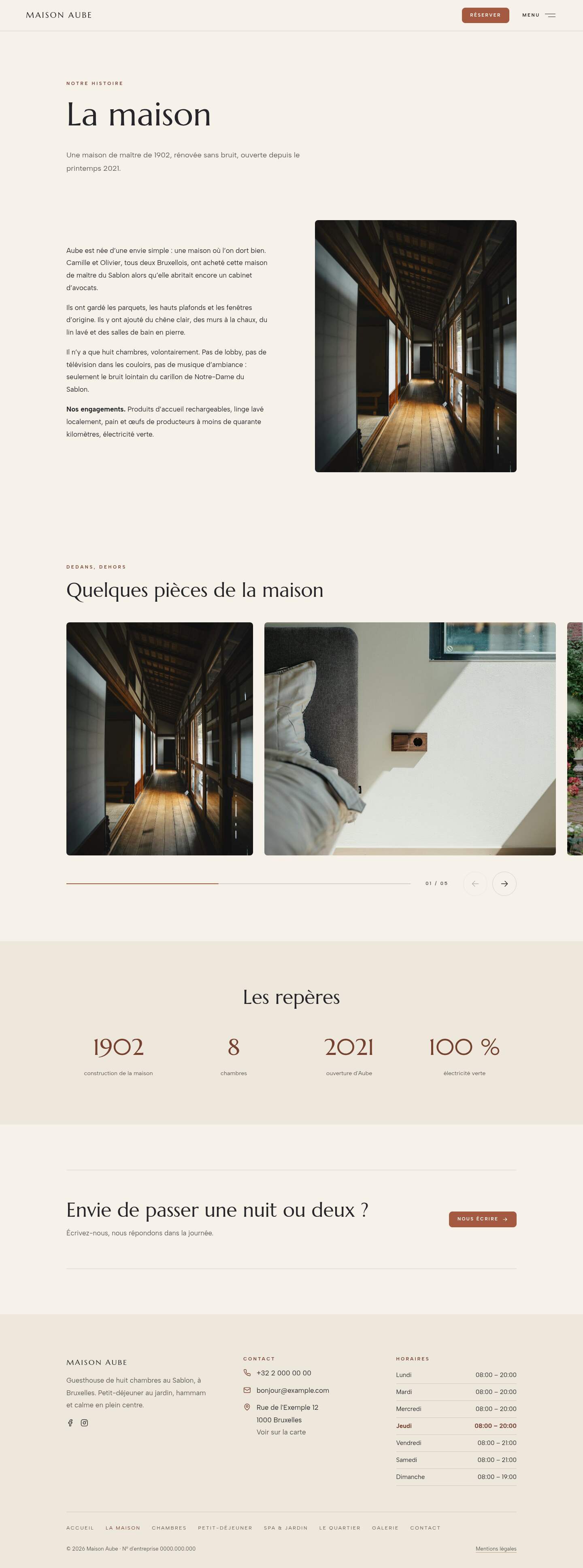 La page « La maison » du modèle Horizon sur un ordinateur