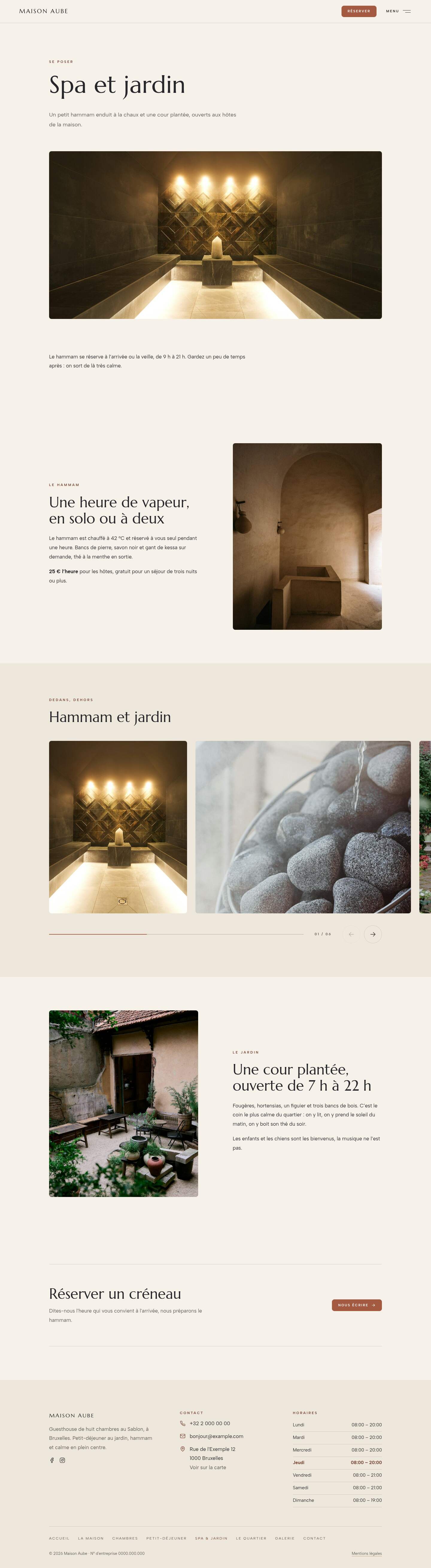 La page « Spa & jardin » du modèle Horizon sur un ordinateur