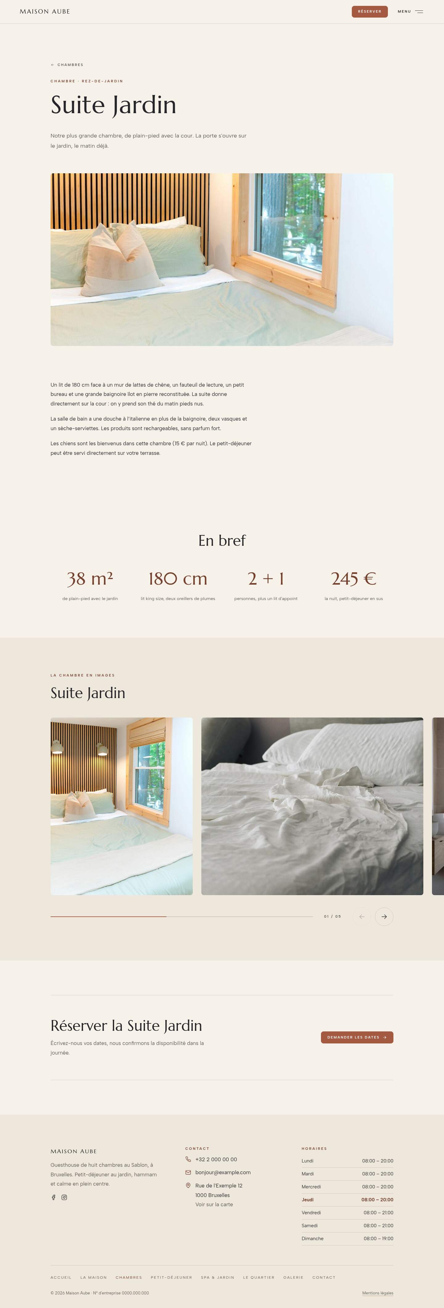 La page « Suite Jardin » du modèle Horizon sur un ordinateur