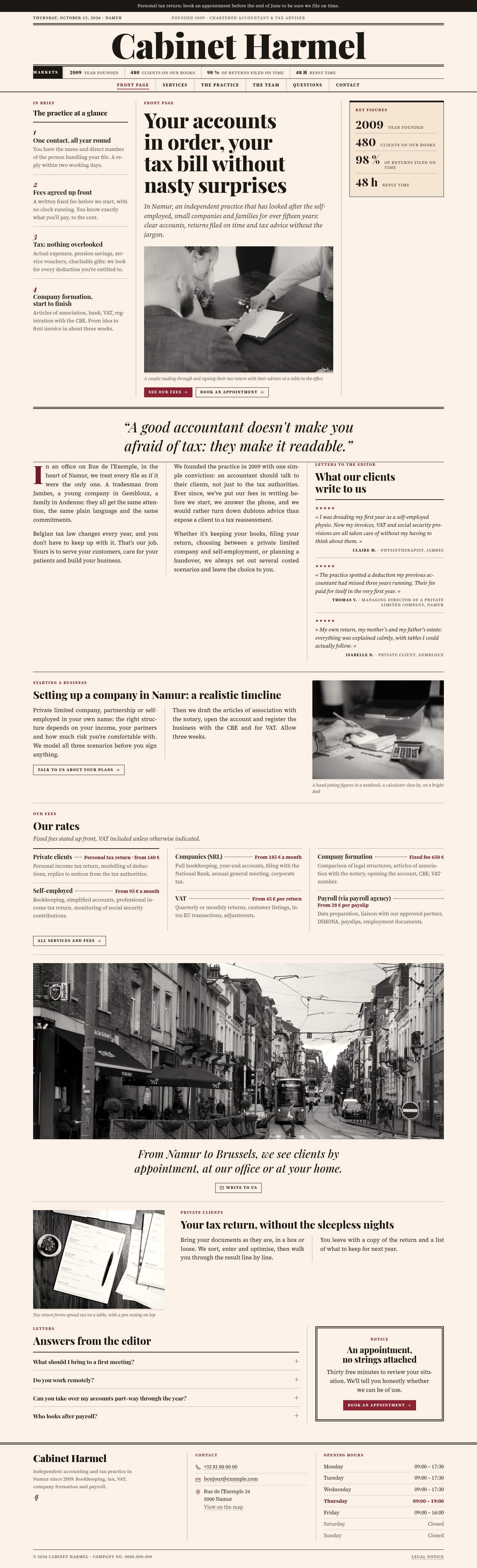 The “Home” page of the Ledger design on a computer