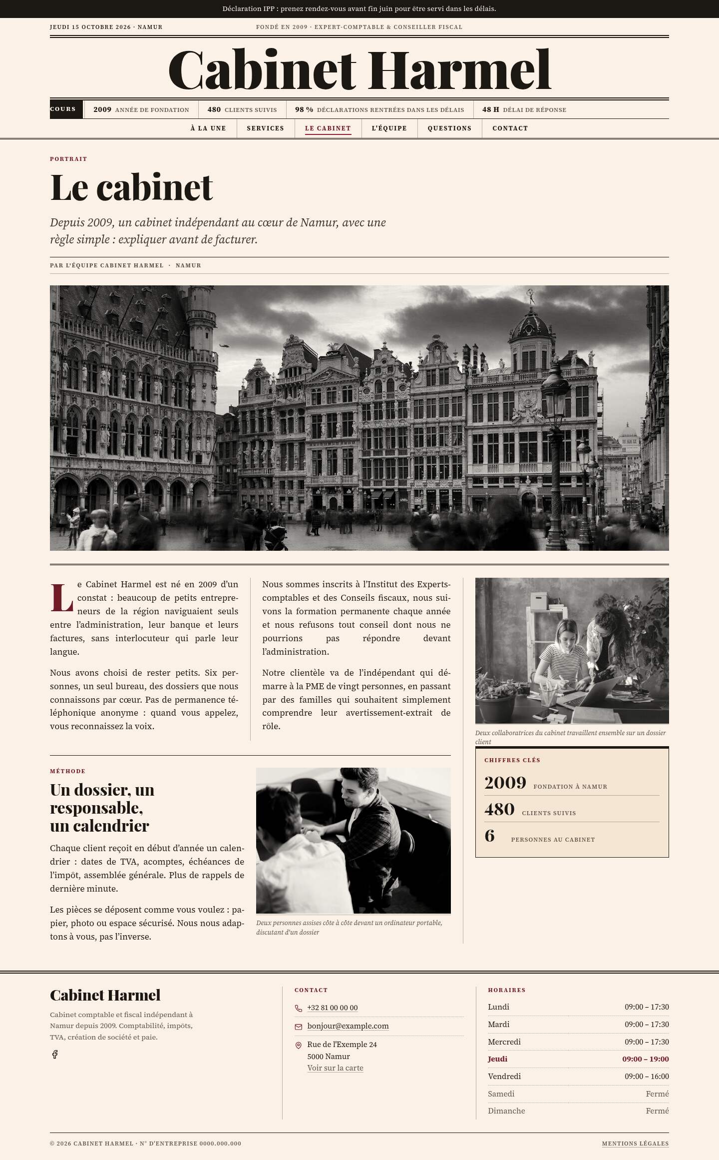 La page « Le cabinet » du modèle Ledger sur un ordinateur