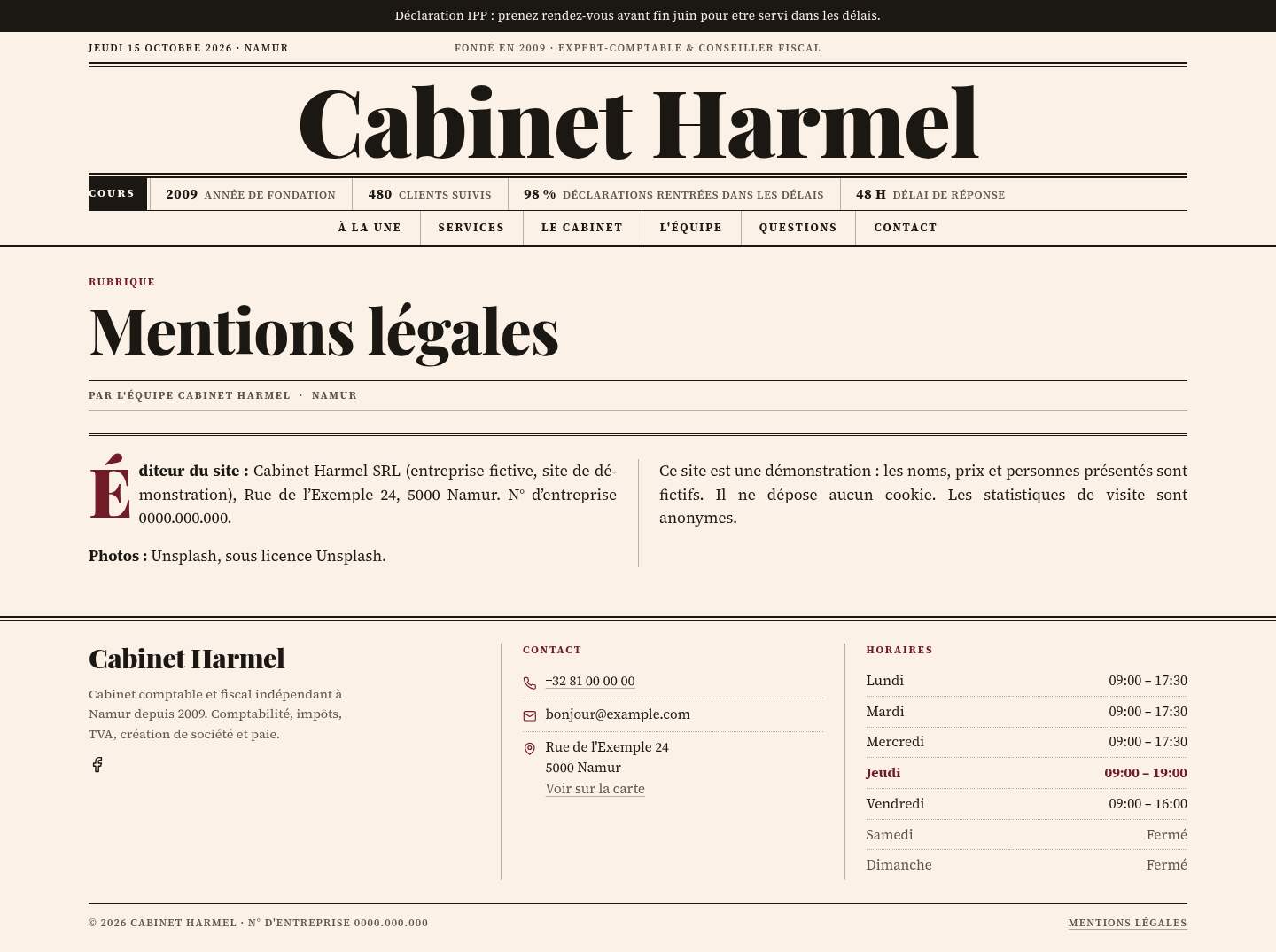 La page « Mentions légales » du modèle Ledger sur un ordinateur