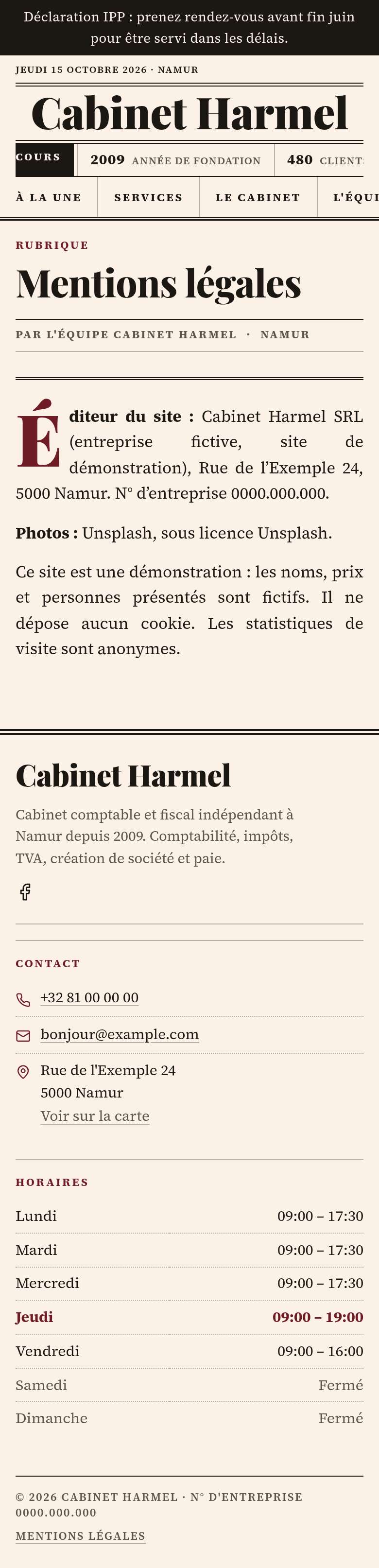 La page « Mentions légales » du modèle Ledger sur un téléphone, partie 1 sur 1