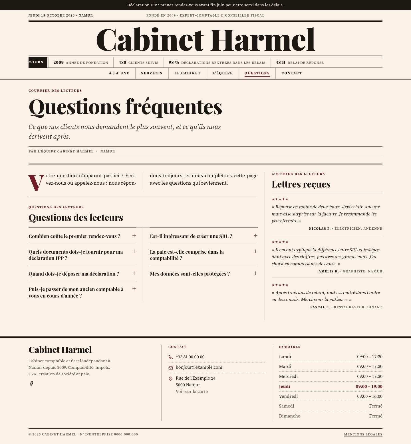 La page « Questions » du modèle Ledger sur un ordinateur