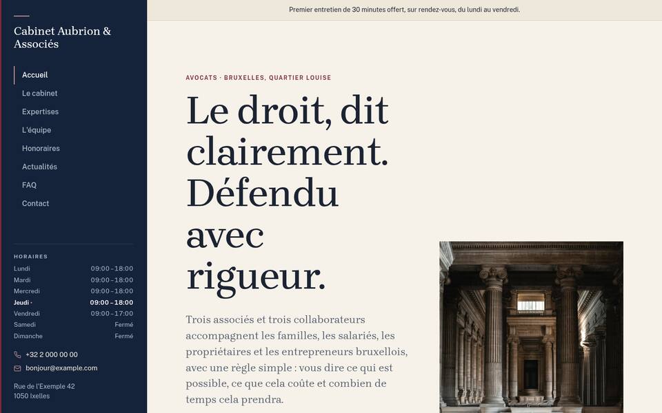 Haut de page : texte et photo côte à côte