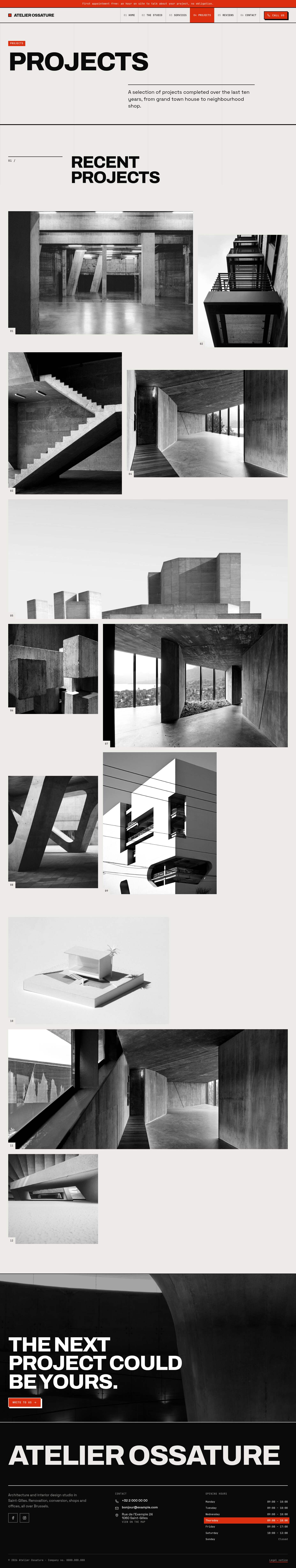 The “Projects” page of the Monolith design on a computer