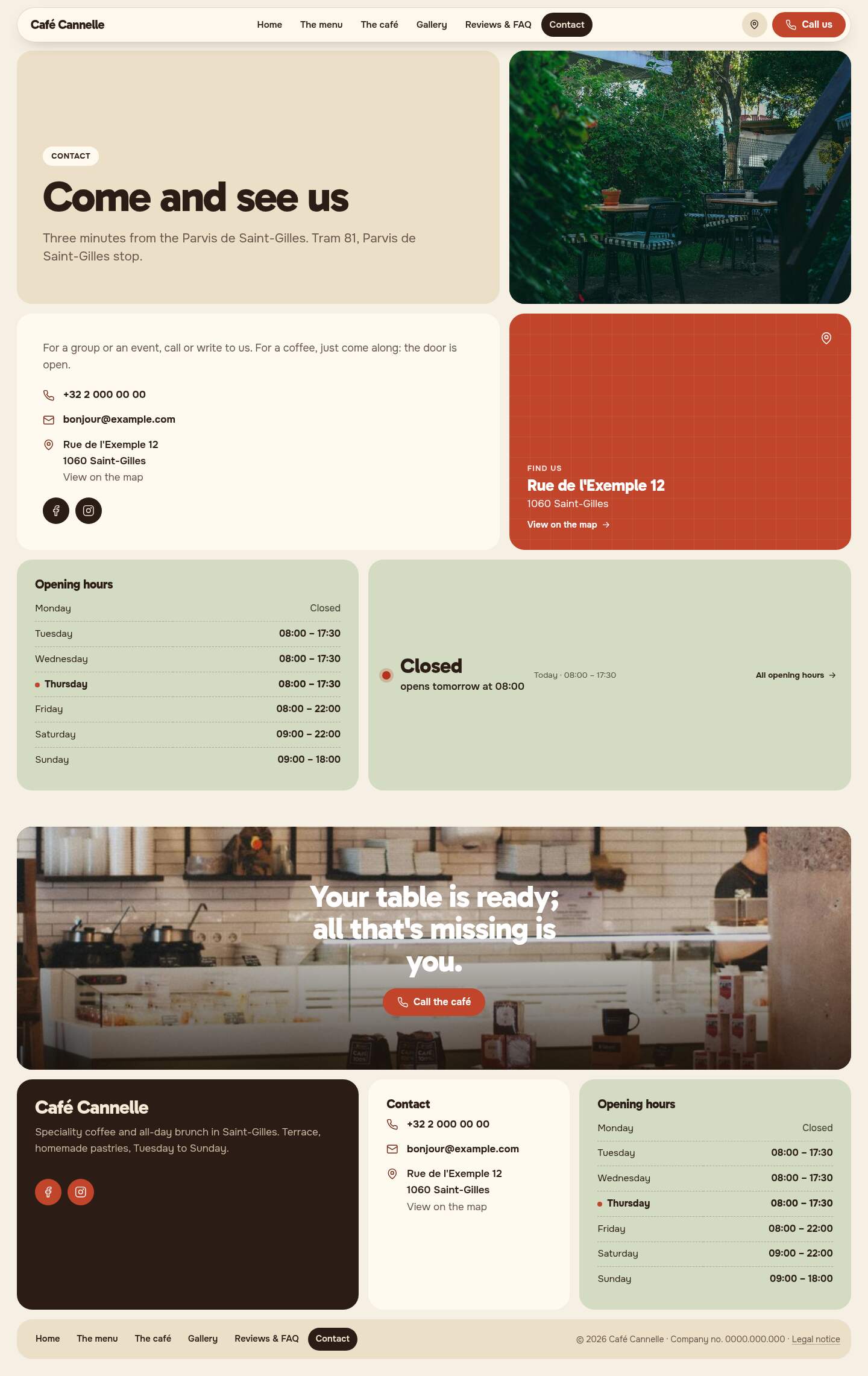 The “Contact” page of the Mosaic design on a computer