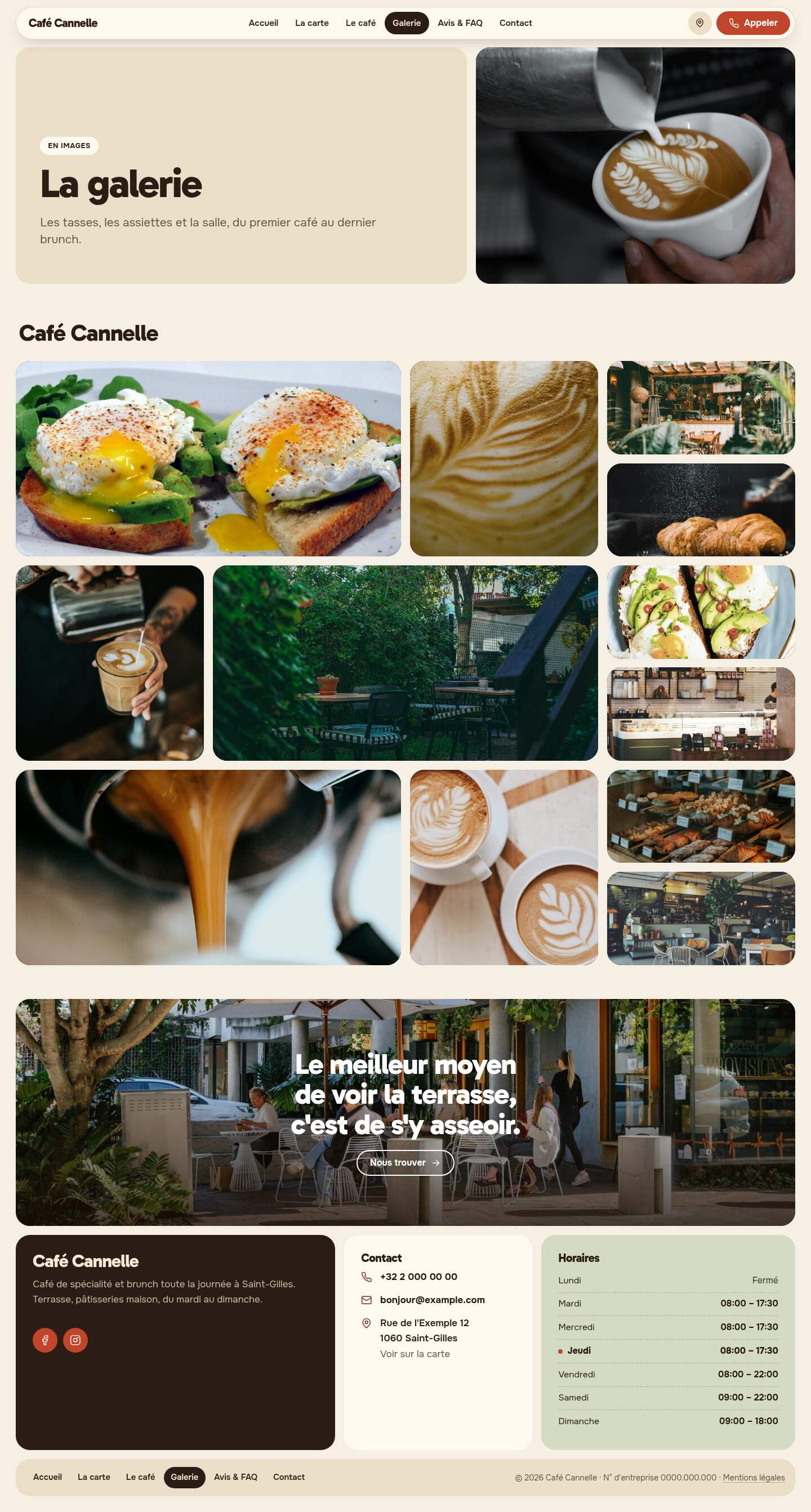 La page « Galerie » du modèle Mosaic sur un ordinateur