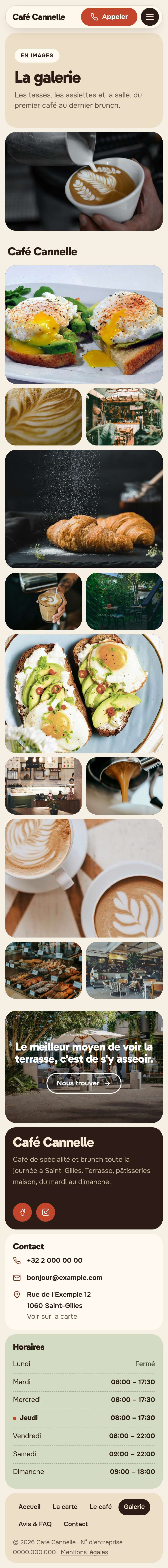 La page « Galerie » du modèle Mosaic sur un téléphone, partie 1 sur 2