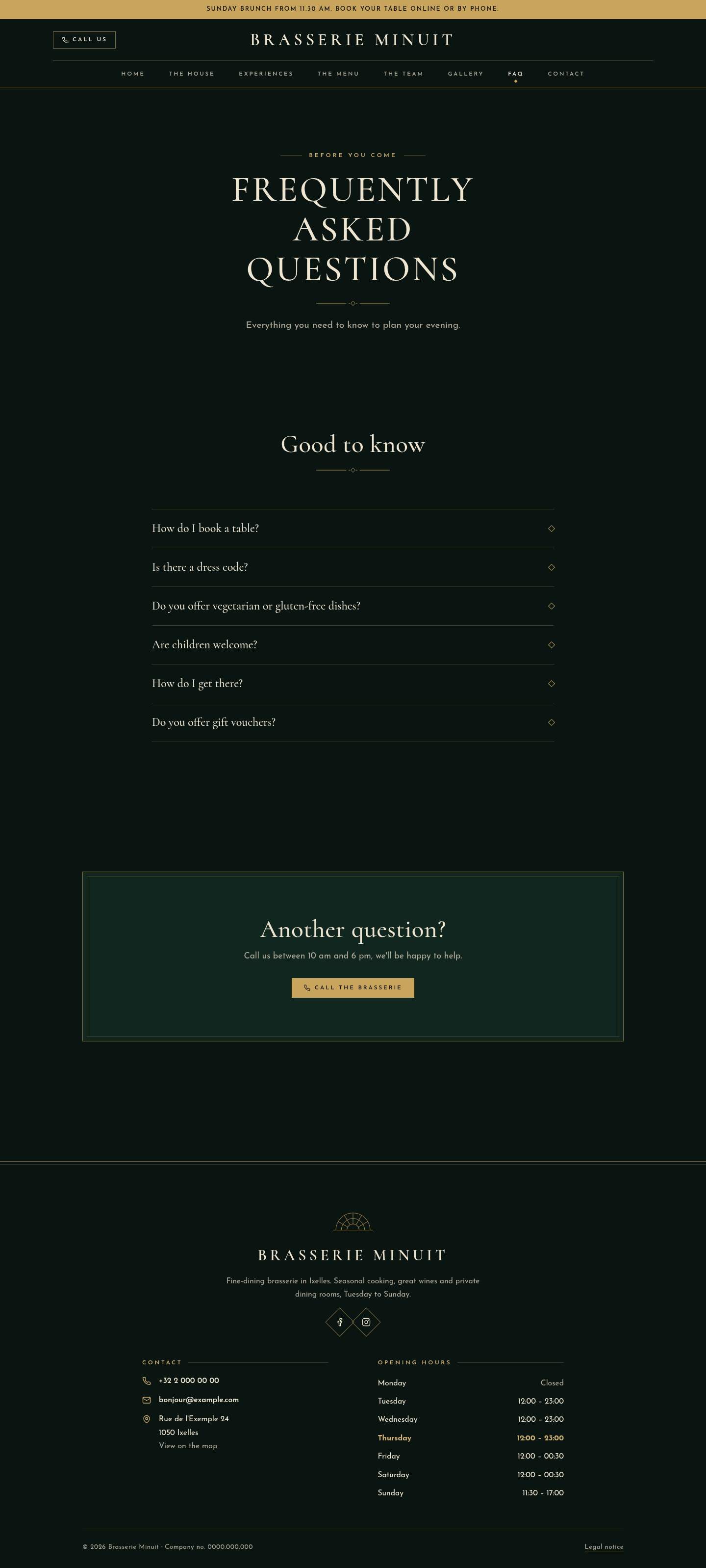 The “FAQ” page of the Nox design on a computer