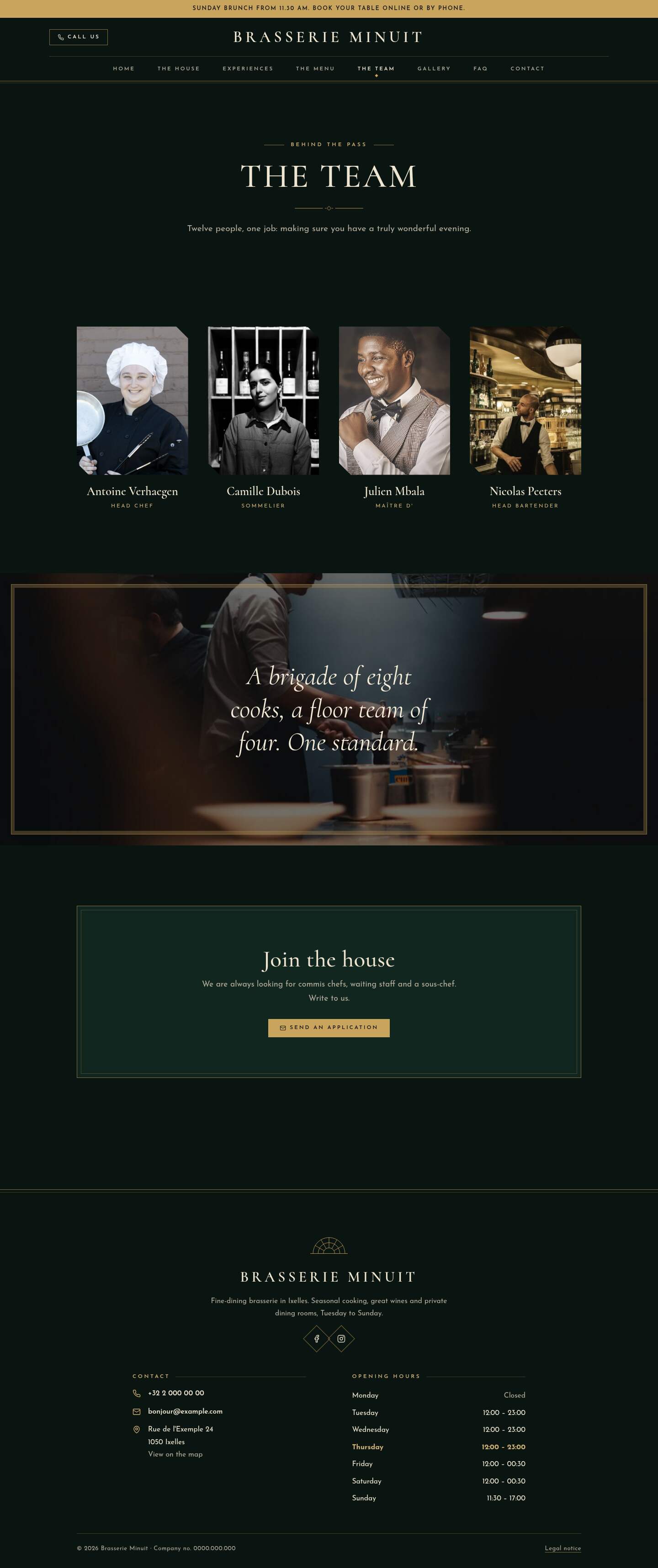 The “The team” page of the Nox design on a computer