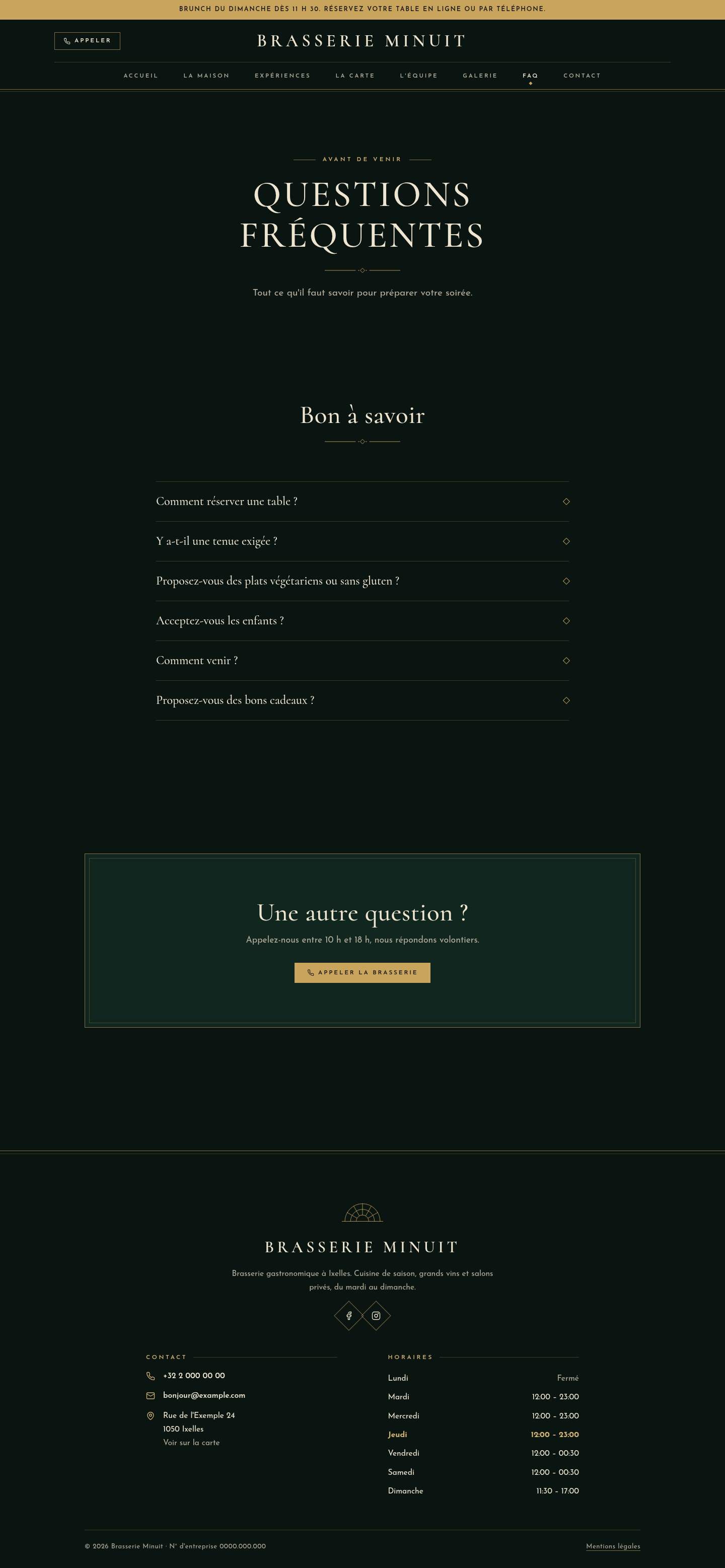 La page « FAQ » du modèle Nox sur un ordinateur